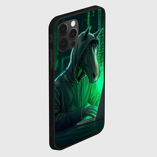 Чехол iPhone 12 Pro Max Конь хакер / 3D-Черный – фото 2