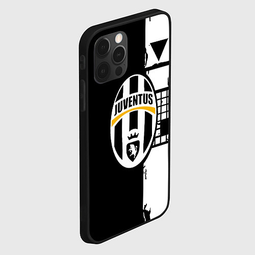 Чехол iPhone 12 Pro Max Ювентус геометрия белая / 3D-Черный – фото 2
