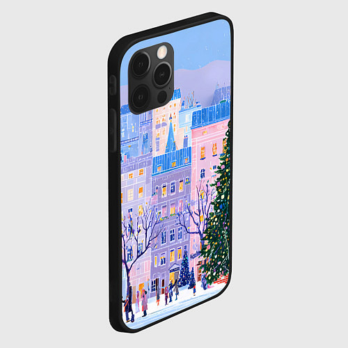 Чехол iPhone 12 Pro Max Новогодний двор / 3D-Черный – фото 2