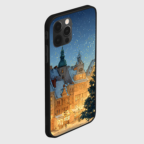 Чехол iPhone 12 Pro Max Новый год в старом городе / 3D-Черный – фото 2