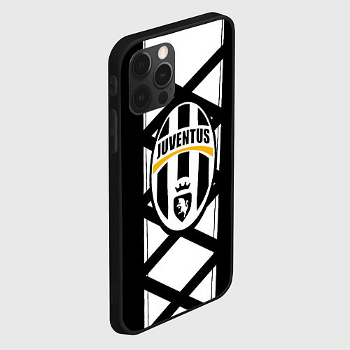 Чехол iPhone 12 Pro Max Ювентус геометрия полосы линии / 3D-Черный – фото 2