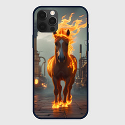 Чехол для iPhone 12 Pro Max Стимпанк и огненная лошадь, цвет: 3D-черный
