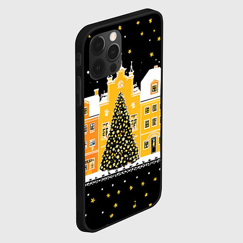 Чехол iPhone 12 Pro Max Новогодняя ночь в городе / 3D-Черный – фото 2