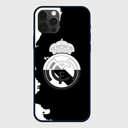 Чехол для iPhone 12 Pro Max Реал Мадрид черно белые краски, цвет: 3D-черный