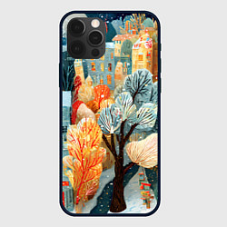 Чехол для iPhone 12 Pro Max Разноцветные новогодние домики, цвет: 3D-черный