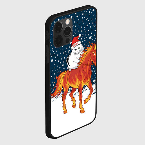 Чехол iPhone 12 Pro Max Кот Бендер и огненный конь - 2026 / 3D-Черный – фото 2