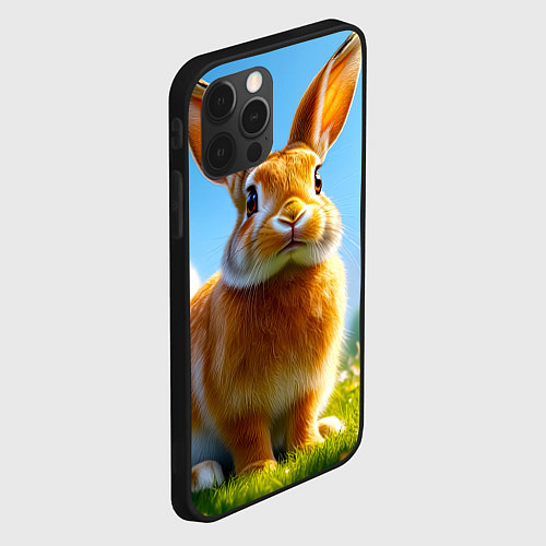 Чехол iPhone 12 Pro Max Солнечный кролик на лугу / 3D-Черный – фото 2