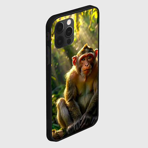 Чехол iPhone 12 Pro Max Лесная обезьянка / 3D-Черный – фото 2