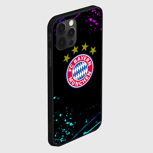 Чехол iPhone 12 Pro Max Бавария Мюнхен неоновые краски всплеск / 3D-Черный – фото 2