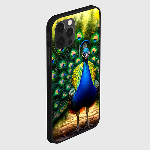 Чехол iPhone 12 Pro Max Царственный павлин / 3D-Черный – фото 2