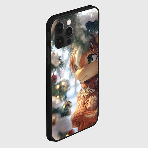 Чехол iPhone 12 Pro Max Лошадка в свитере / 3D-Черный – фото 2