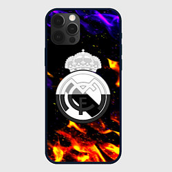 Чехол для iPhone 12 Pro Max Реал Мадрид огонь текстура, цвет: 3D-черный