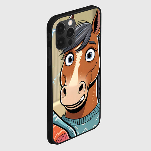 Чехол iPhone 12 Pro Max Конь и недоразумение / 3D-Черный – фото 2