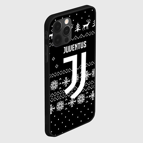 Чехол iPhone 12 Pro Max Ювентус новый год текстура / 3D-Черный – фото 2