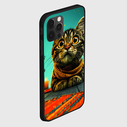 Чехол iPhone 12 Pro Max Котик под елкой / 3D-Черный – фото 2