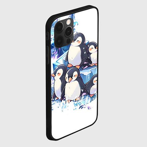 Чехол iPhone 12 Pro Max Пингвины и лёд / 3D-Черный – фото 2