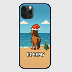 Чехол для iPhone 12 Pro Max Лошадь почему мем, цвет: 3D-черный