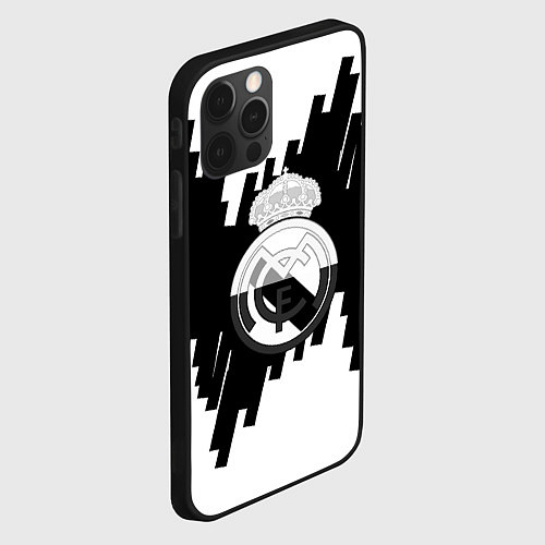 Чехол iPhone 12 Pro Max Реал Мадрид белая геометрия / 3D-Черный – фото 2
