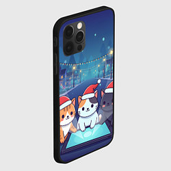 Чехол для iPhone 12 Pro Max Новогодние котики с планшетом, цвет: 3D-черный — фото 2