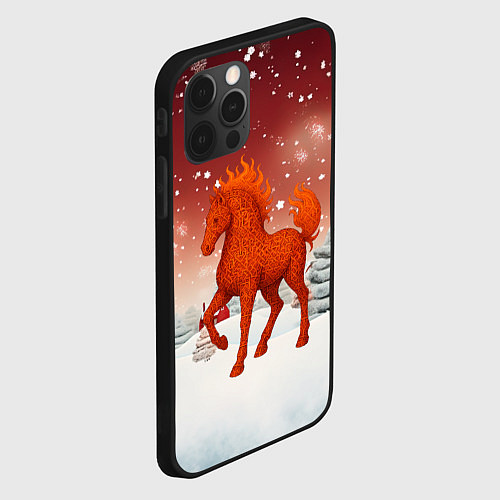 Чехол iPhone 12 Pro Max Огненная текстурная лошадь 2026 / 3D-Черный – фото 2