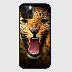 Чехол для iPhone 12 Pro Max Рык леопарда, цвет: 3D-черный