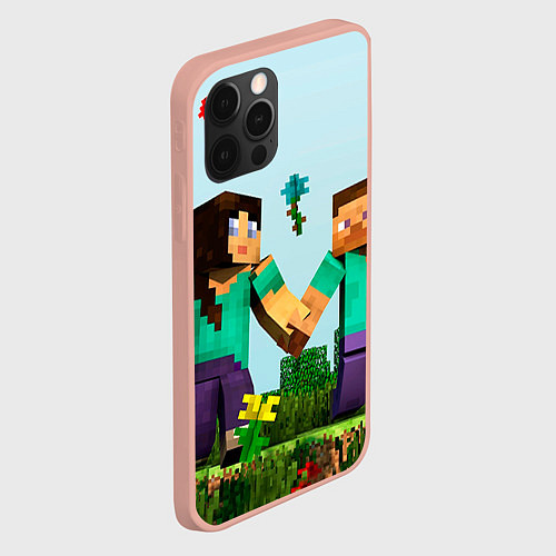 Чехол iPhone 12 Pro Max Minecraft Stories / 3D-Светло-розовый – фото 2