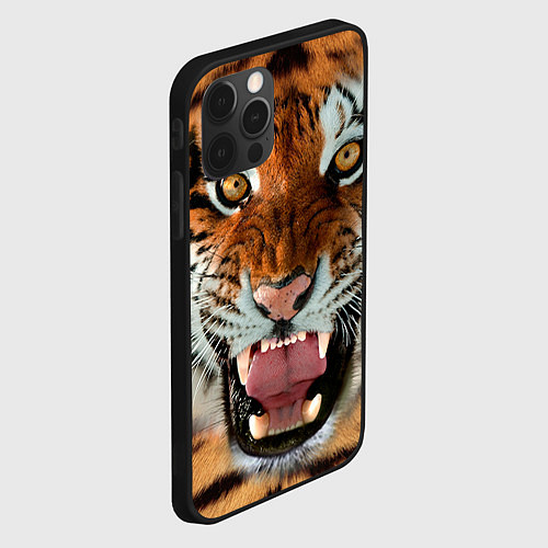 Чехол iPhone 12 Pro Max Взгляд тигра / 3D-Черный – фото 2