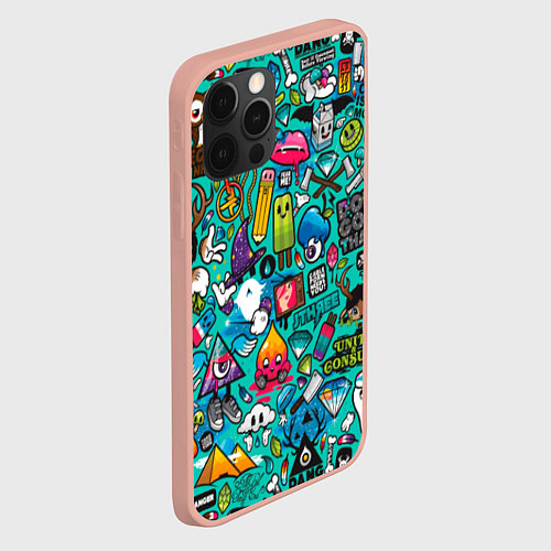 Чехол iPhone 12 Pro Max Стикербомбинг / 3D-Светло-розовый – фото 2