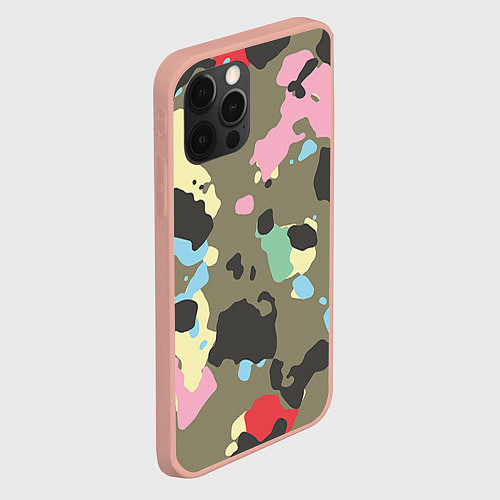 Чехол iPhone 12 Pro Max Камуфляж: микс цветов / 3D-Светло-розовый – фото 2