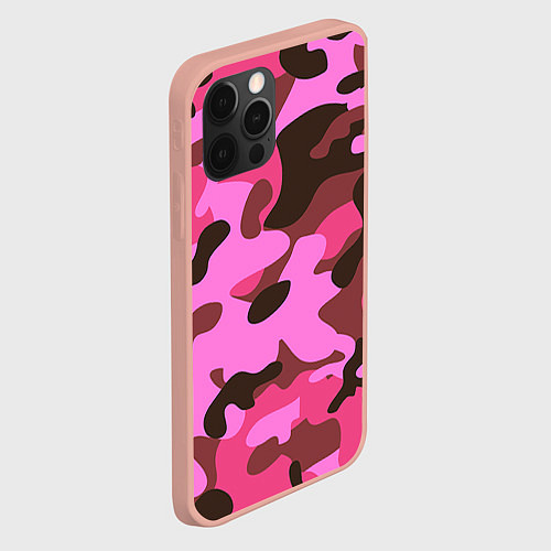 Чехол iPhone 12 Pro Max Камуфляж: розовый/коричневый / 3D-Светло-розовый – фото 2