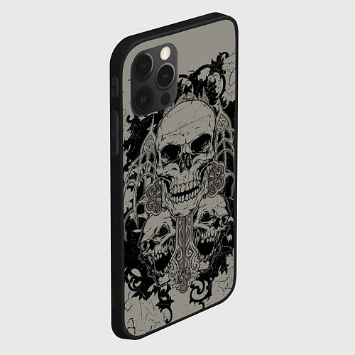 Чехол iPhone 12 Pro Max Skulls / 3D-Черный – фото 2