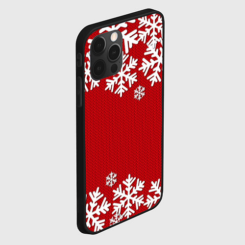 Чехол iPhone 12 Pro Max Снежинки / 3D-Черный – фото 2