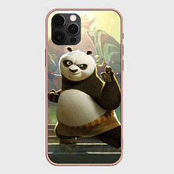 Чехол для iPhone 12 Pro Max Кунг фу панда, цвет: 3D-светло-розовый