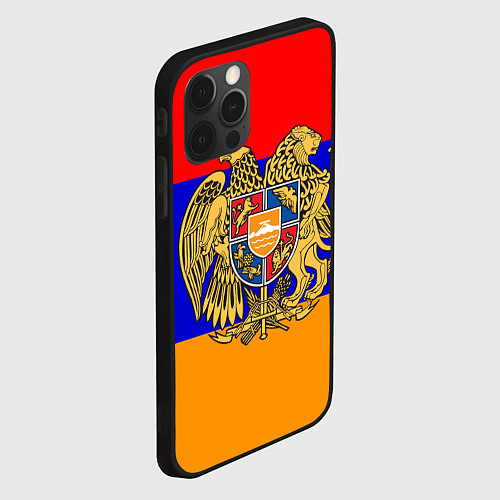 Чехол iPhone 12 Pro Max Герб и флаг Армении / 3D-Черный – фото 2