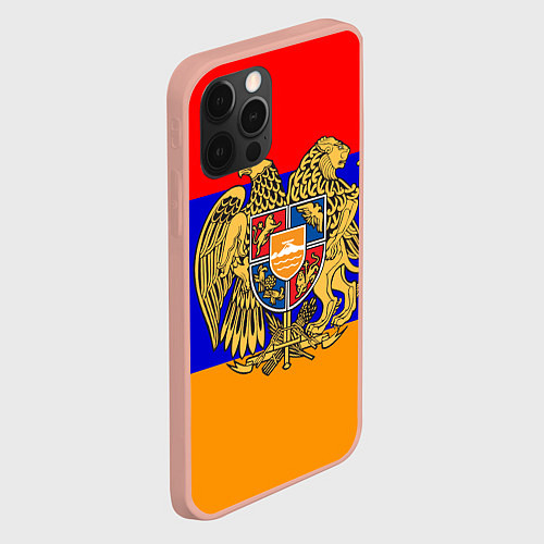 Чехол iPhone 12 Pro Max Герб и флаг Армении / 3D-Светло-розовый – фото 2