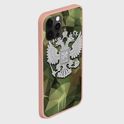 Чехол iPhone 12 Pro Max Камуфляж и герб / 3D-Светло-розовый – фото 2