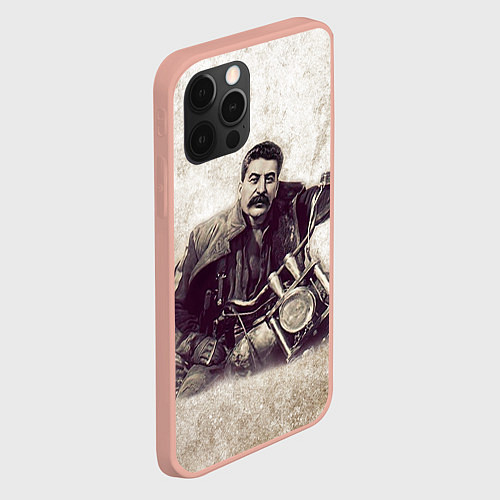 Чехол iPhone 12 Pro Max Сталин байкер / 3D-Светло-розовый – фото 2