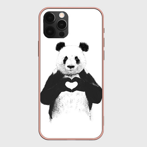 Чехол iPhone 12 Pro Max Panda Love / 3D-Светло-розовый – фото 1