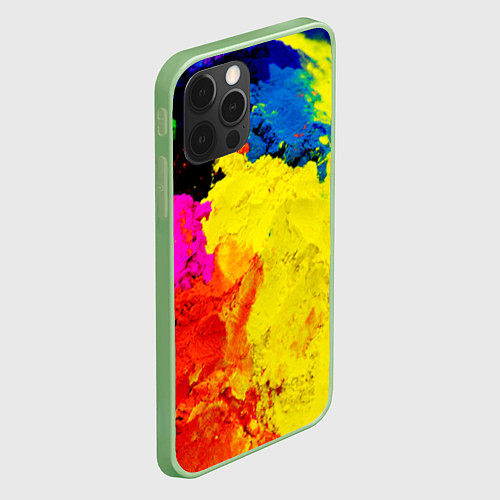 Чехол iPhone 12 Pro Max Индуистский фестиваль красок / 3D-Салатовый – фото 2