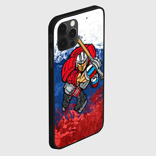 Чехол iPhone 12 Pro Max Русский хоккеист / 3D-Черный – фото 2
