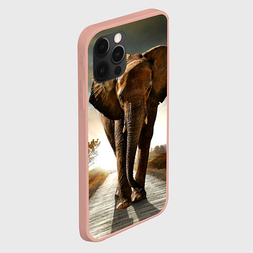 Чехол iPhone 12 Pro Max Дикий слон / 3D-Светло-розовый – фото 2