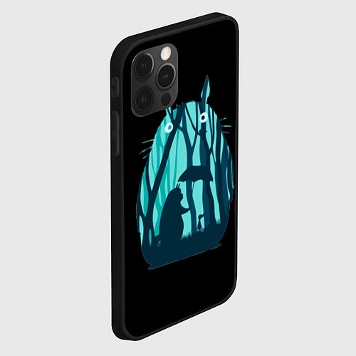 Чехол iPhone 12 Pro Max Тоторо в лесу / 3D-Черный – фото 2
