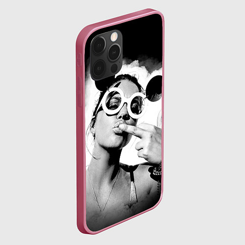 Чехол iPhone 12 Pro Max Девушка в очках / 3D-Малиновый – фото 2