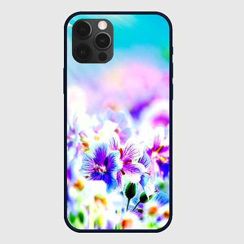Чехол iPhone 12 Pro Max Цветочное поле / 3D-Черный – фото 1