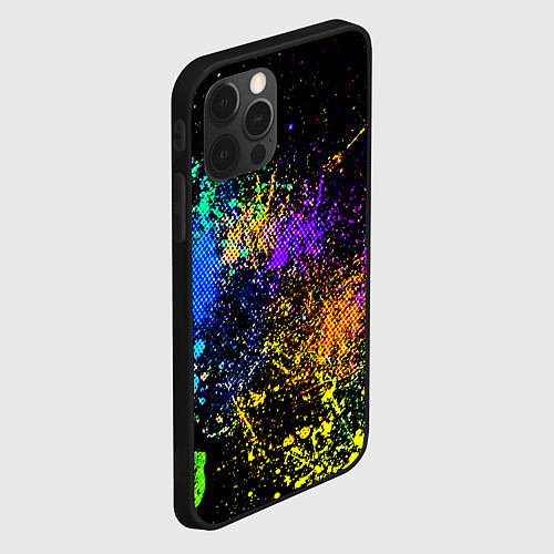 Чехол iPhone 12 Pro Max Брызги красок / 3D-Черный – фото 2