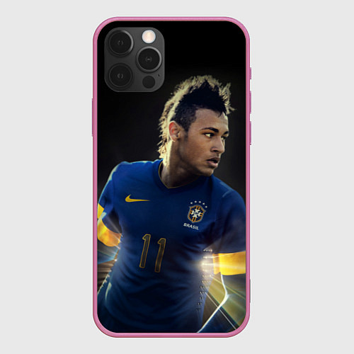 Чехол iPhone 12 Pro Max Neymar: Brasil Team / 3D-Малиновый – фото 1