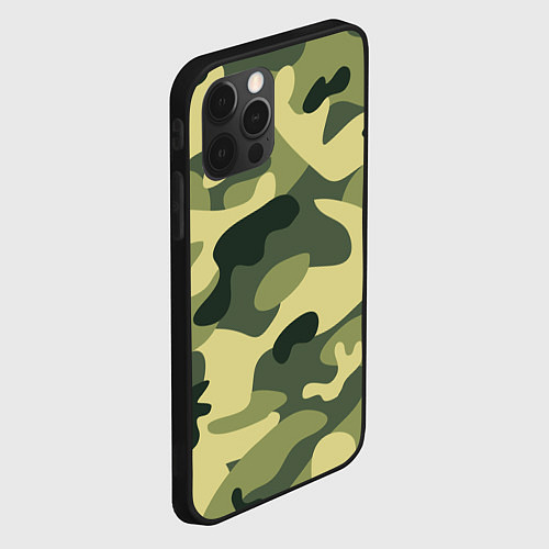 Чехол iPhone 12 Pro Камуфляж: зеленый/хаки / 3D-Черный – фото 2