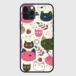 Чехол для iPhone 12 Pro Радостные котики, цвет: 3D-черный