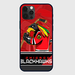 Чехол для iPhone 12 Pro Chicago Blackhawks, цвет: 3D-черный