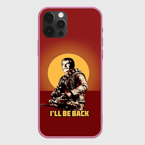 Чехол iPhone 12 Pro Stalin: Ill Be Back / 3D-Малиновый – фото 1